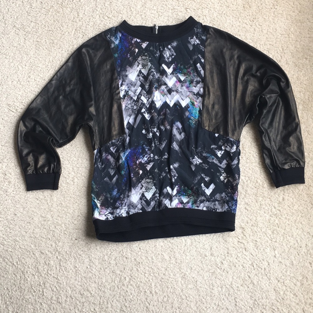 Sandro mixed leatherette dolman sleeves